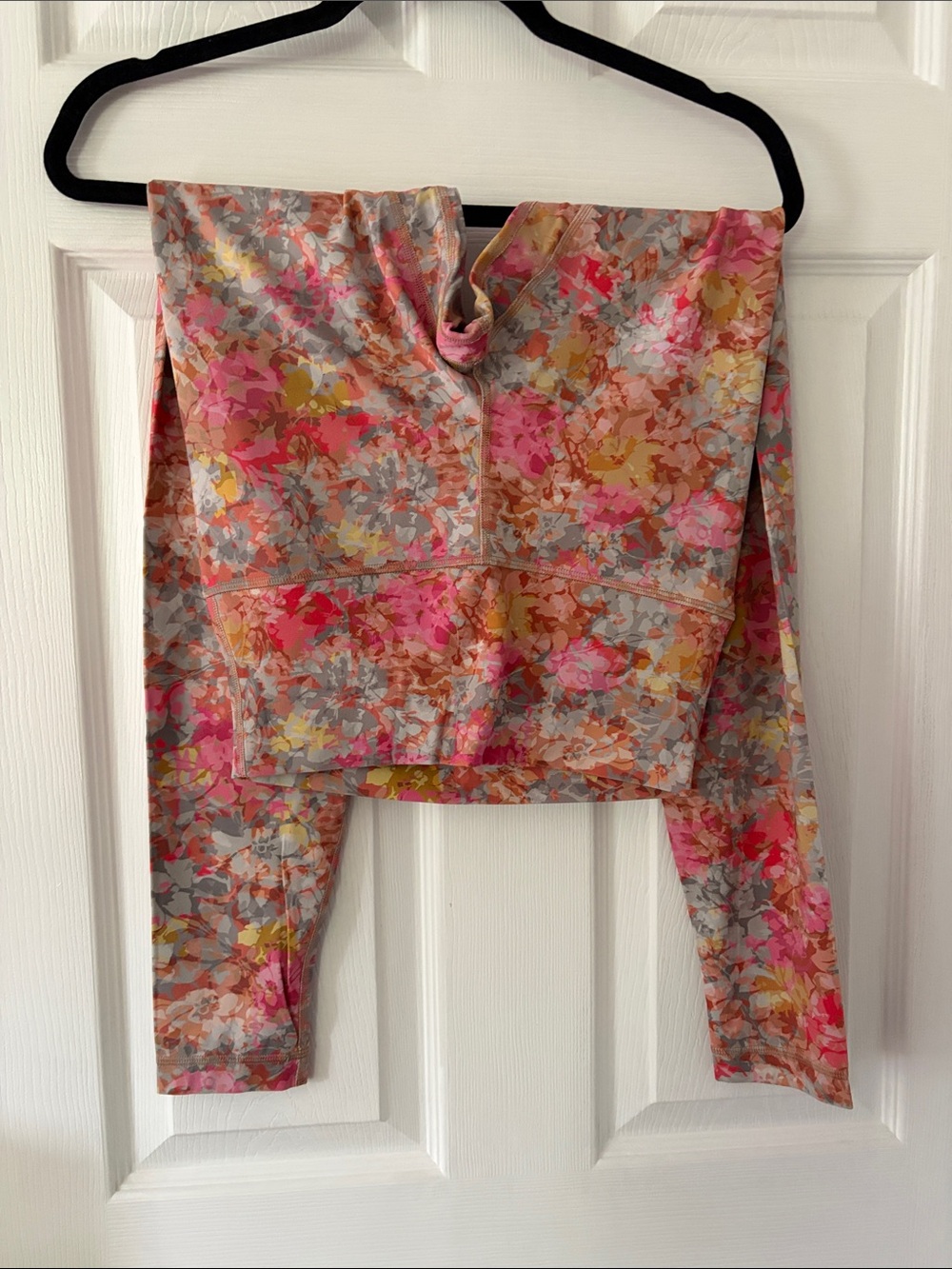 lululemon athletica Floral Off-Shoulder Crop Top - Pink, Gray, Yellow